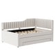 preview thumbnail 20 of 46, Daybed Captain Bed Upholstered Bed with Trundle and 3 Drawers, Elegance Stripe Design L-Shaped Upholstered Daybed Platform Bed