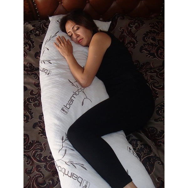 Five Diamond Collection Bamboo Covered 60" Shredded Memory Foam Full Body Pillow,Dust Mite Resistant,