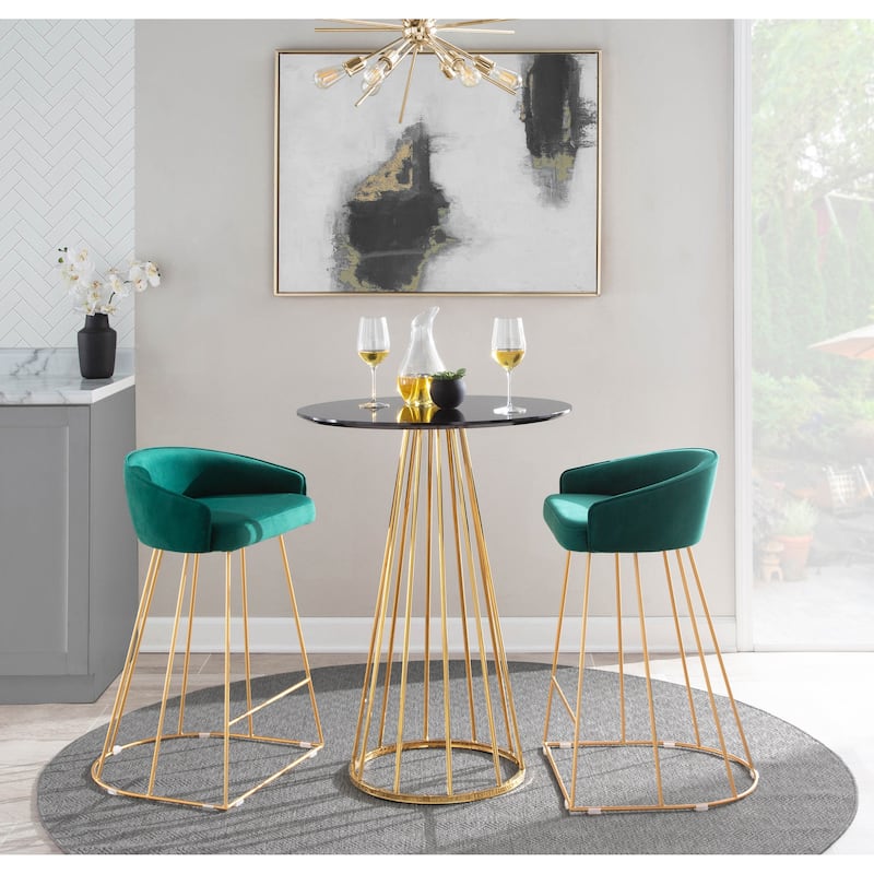 Silver Orchid Haid Velvet Upholstered Counter Stool (Set of 2)