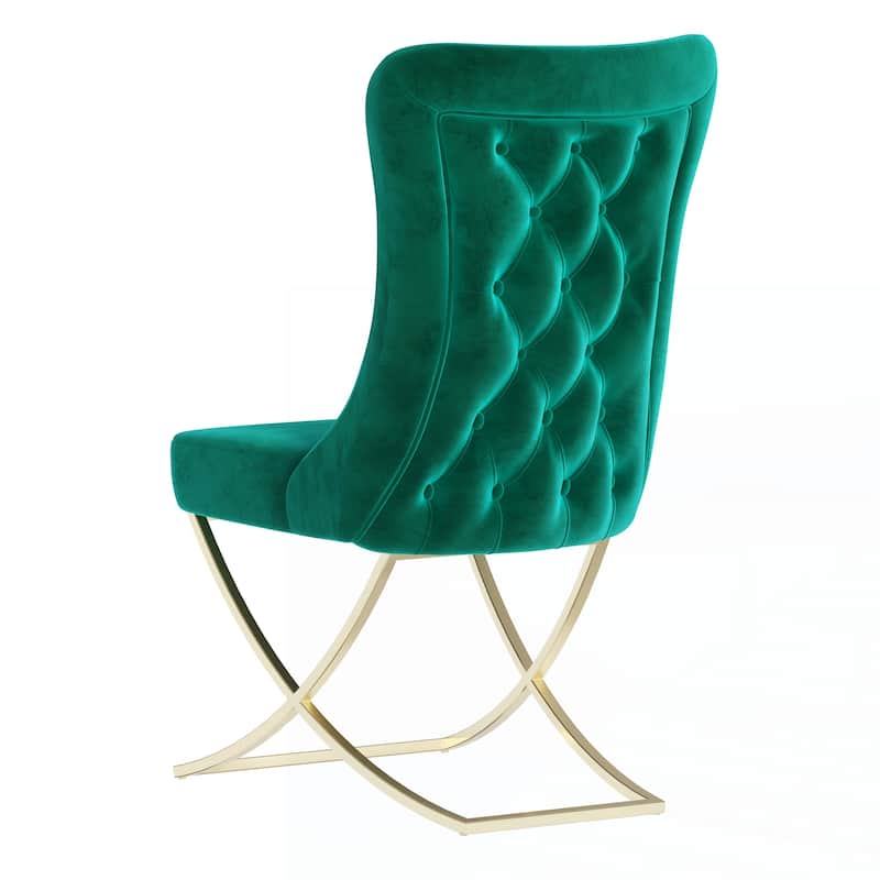 Upholstered Gold Legged Dining Chair, Set of 2