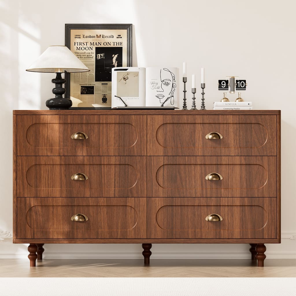 Gymojoy Fluted Dresser for Bedroom, Mid Century Modern Drawer Wood Chest Organizer, Small Storage Dresser for Living Room