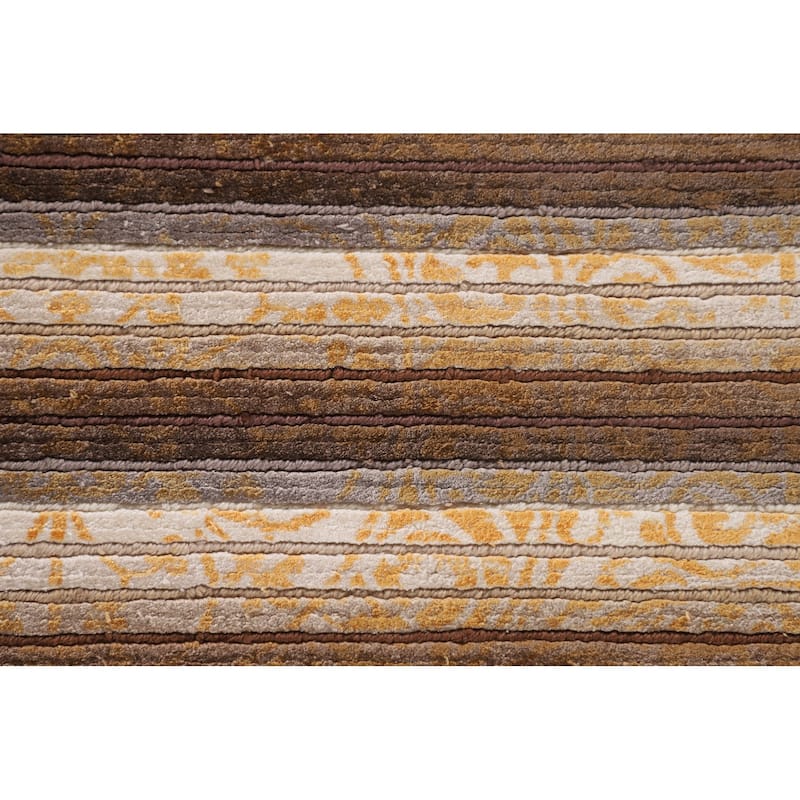 Striped / Abstract Oriental Accent Rug Handmade Wool Carpet - 2'9"x 4'9"