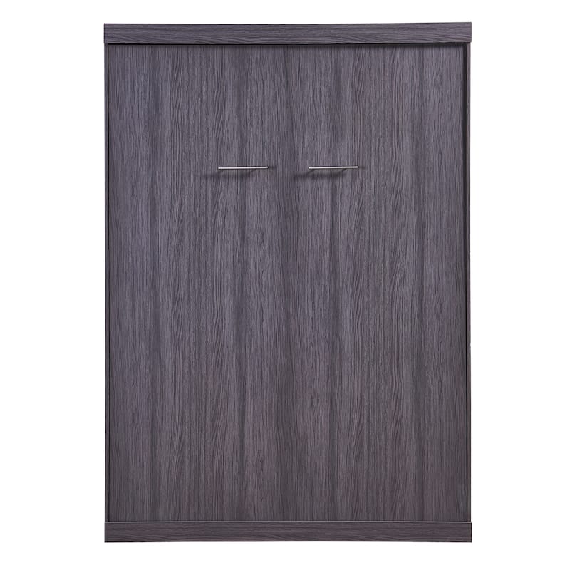 Roomfitters Full/Twin Murphy Bed with Wardrobe, Foldable Cabinet Design and Built-in Storage System, Gray