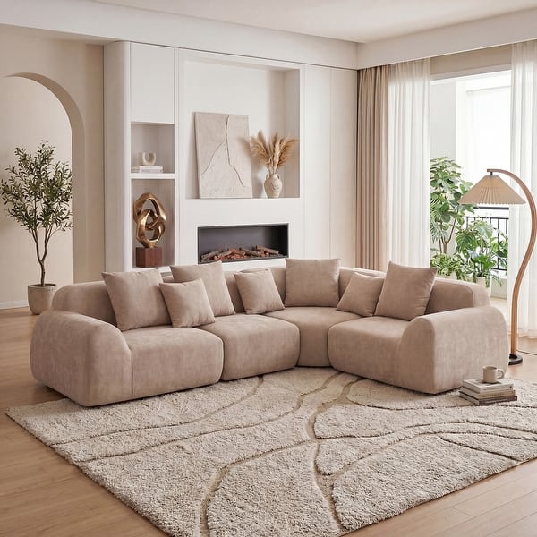 Oversized Cloud Velvet Curved Sectional Couch 118', Boneless Couch With L- Shape Chaise - Bed Bath & Beyond