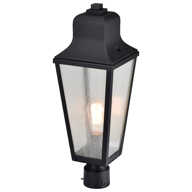 Lawrence 1 Light Post Top Matte Black with Clear Seeded Glass