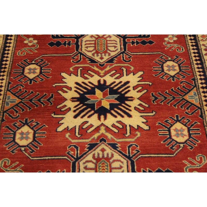 Southwestern Super Kazak Koa Rust/Beige Hand Knotted Wool Rug - 4'0'' x 6'2''