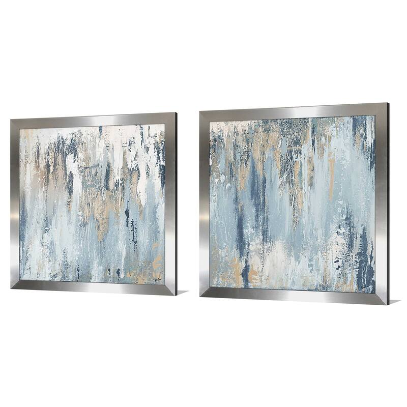 "Blue Illusion Square" Print on Acrylic Set of 2
