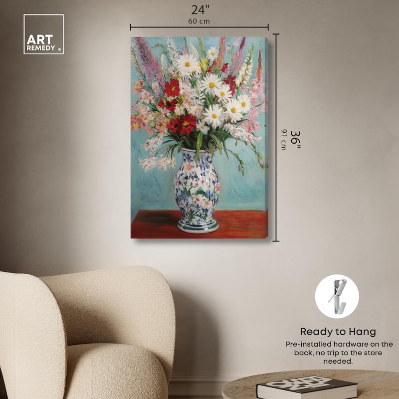 Flowers on a Table Canvas by Art Remedy, Gallery Wrapped