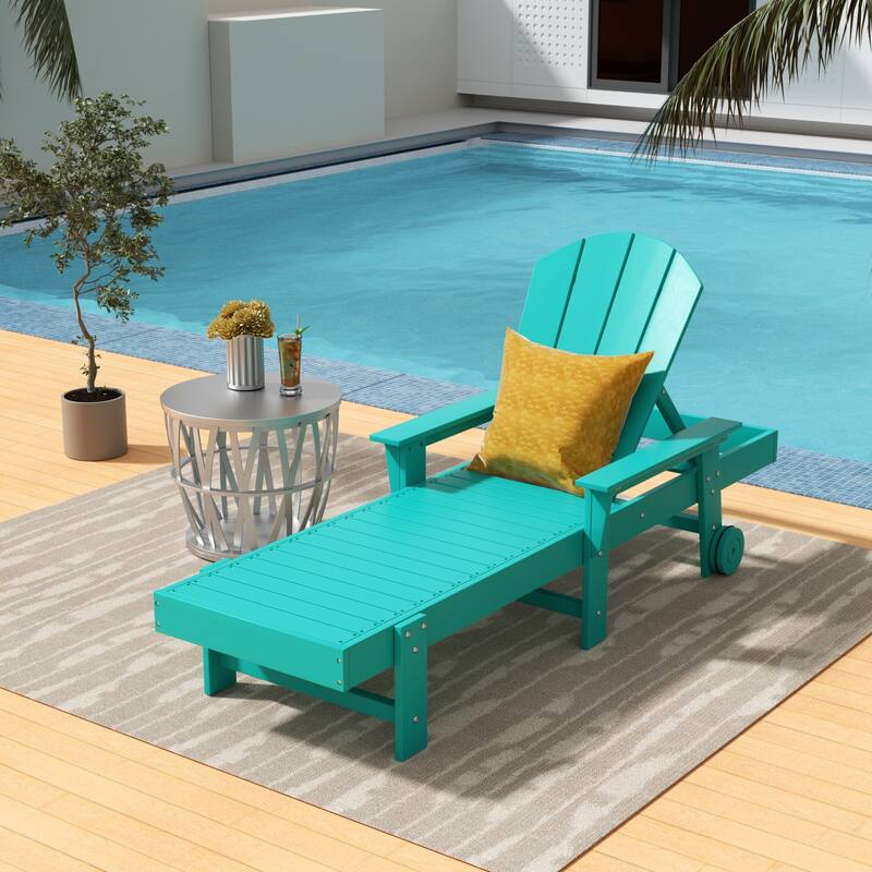 Laguna Hdpe All Weather Outdoor Patio Pool Reclining Chaise Lounge With Arms And Wheels