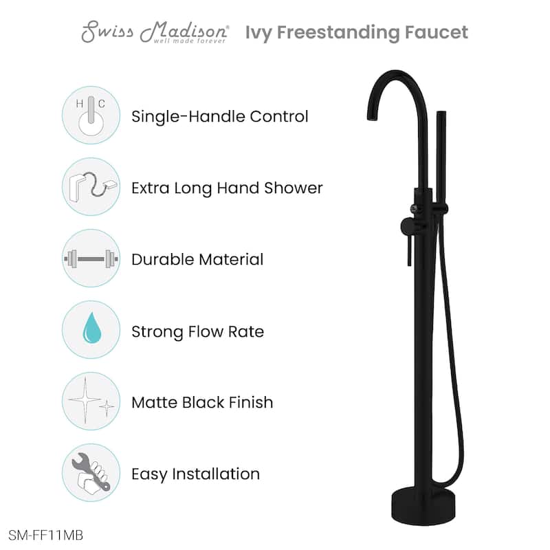 Ivy Freestanding Bathtub Faucet in Brushed Gold