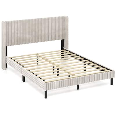 Costway Queen Size Velvet Bed Frame Upholstered Platform Bed with