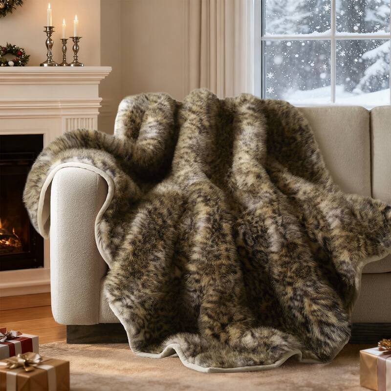 Harbor House Botswana Animal Print Faux Fur Throw Blanket - 60x80" - Leopard