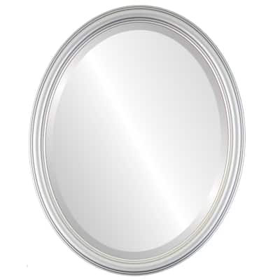 Saratoga Framed Oval Mirror in Silver Spray