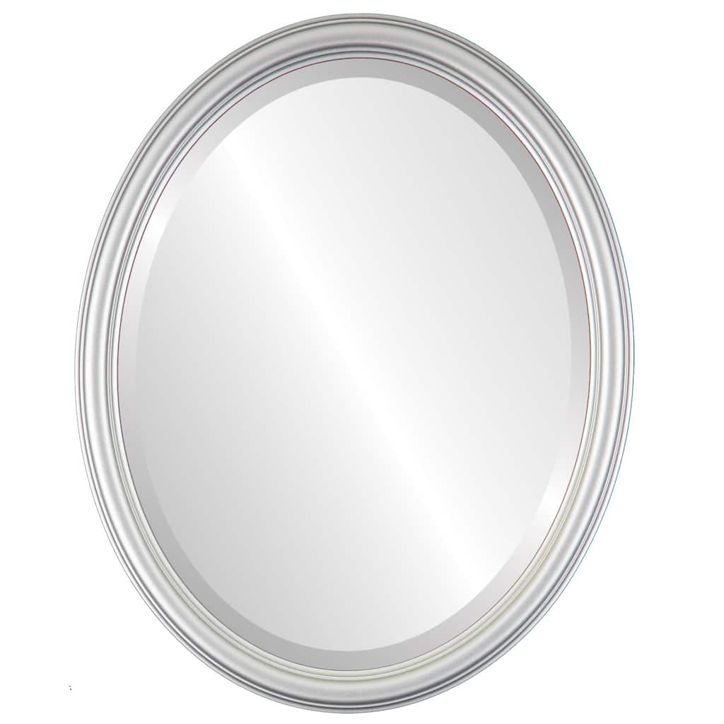Saratoga Framed Oval Mirror in Silver Spray