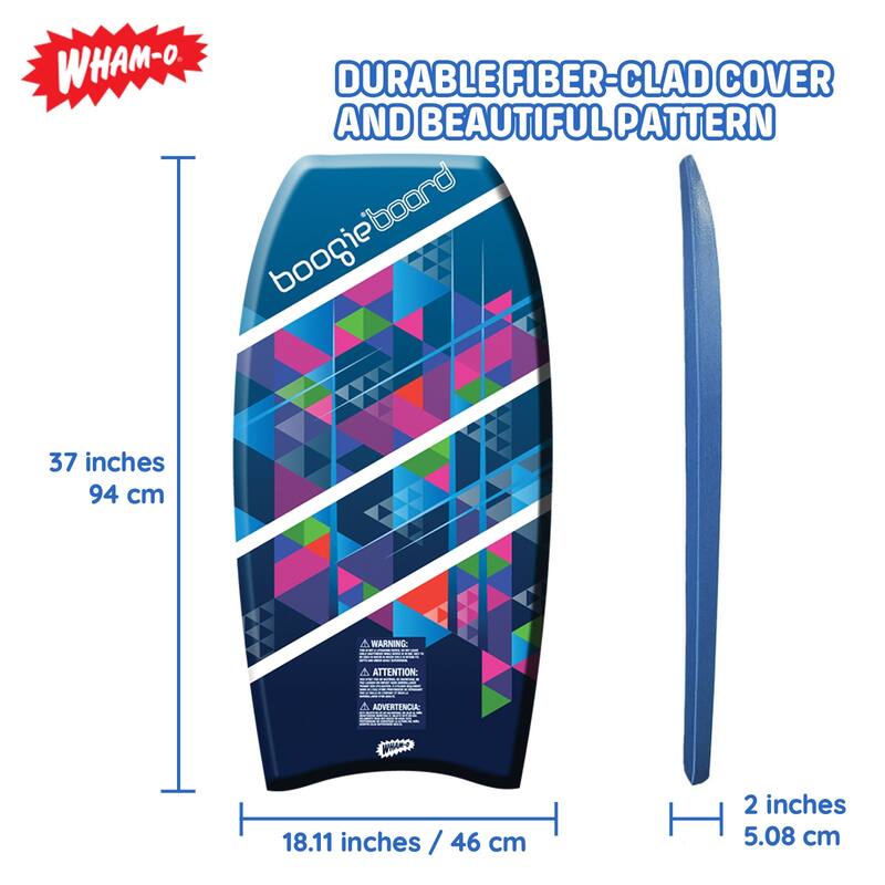 Wham-O 37" Bodyboard with EPS Core Wrist Leash Lightweight Boogie Boards Durable for Beach, Adults Kids All Wave Conditions