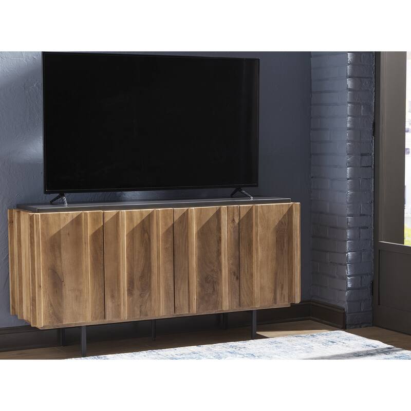 Signature Design by Ashley Quintavious Light Brown/Gray Accent Cabinet - 66" W x 18" D x 33.63" H