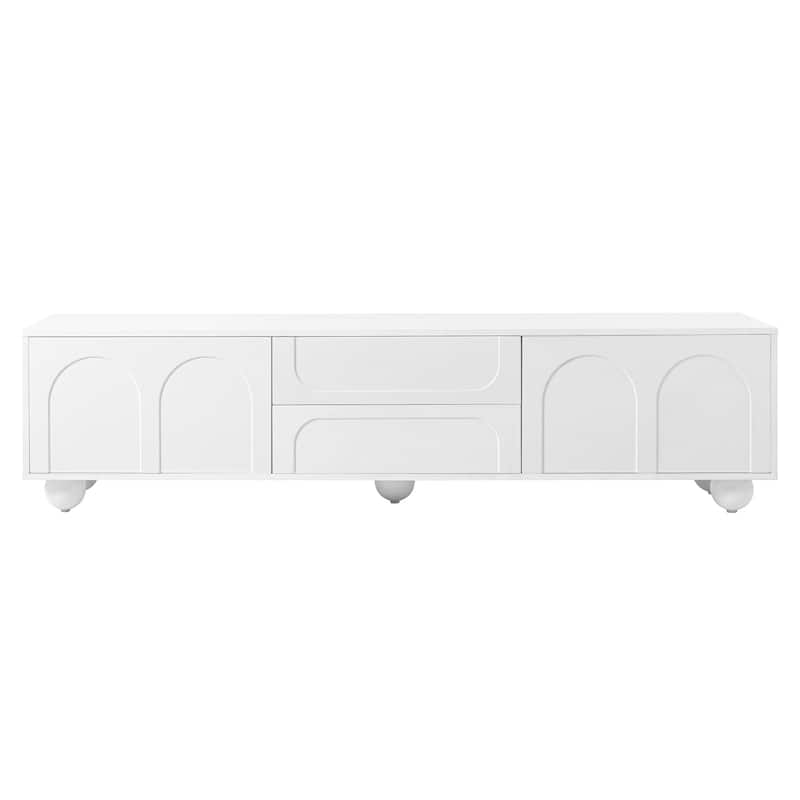 69.60" TV Stand with Storage, Wide Top Media Console Table w/ Wood Legs, Modern Entertainment Center for TVs up to 75"