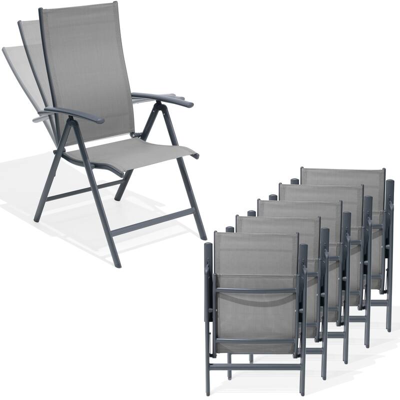 Outdoor Folding Patio Chair Set Adjustable Dining Chairs Set of 2/4/6
