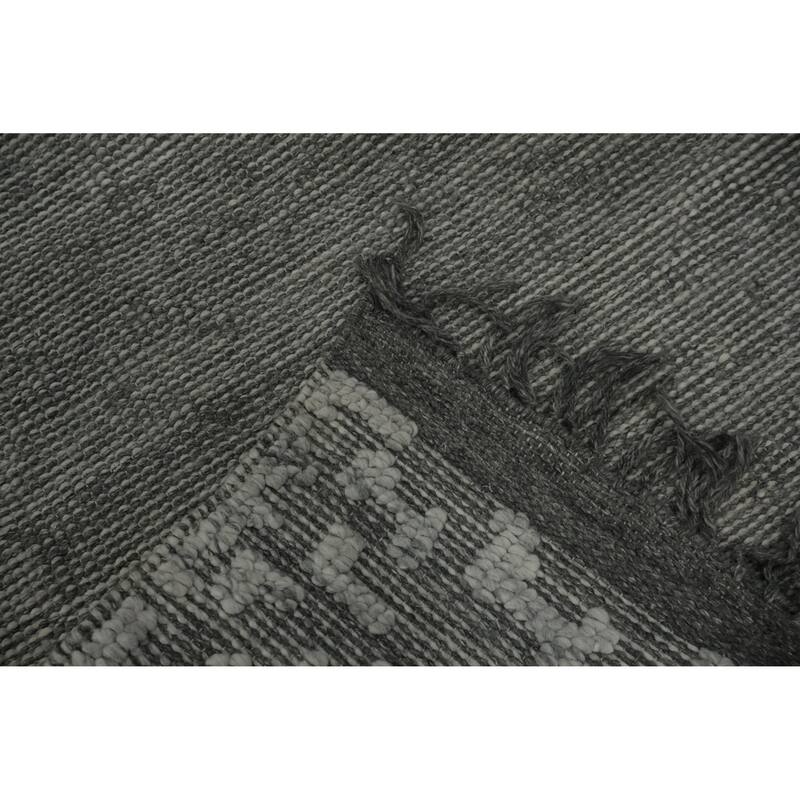 Hand Knotted Oriental 100% Wool Carpet Modern Geometric Greys & Charcoal Modern Gotti Design Area Rug - 10' 5'' X 6' 9''