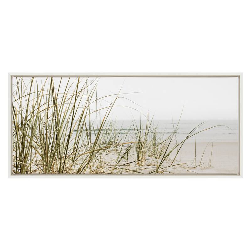 Kate and Laurel Sylvie Calming Beach Grass Framed Canvas by The Creative Bunch Studio