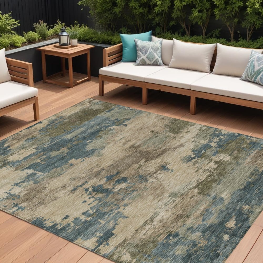HomeRoots Abstract Transitional Rectangle Outdoor Rug