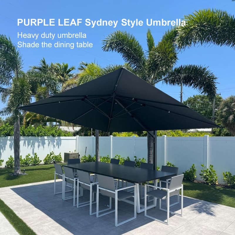 PURPLE LEAF Sturdy Heavy-duty Patio Cantilever Offset Umbrella with 360-degree Rotation