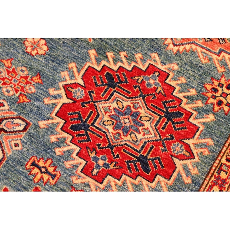 Super Kazak Cherise Green/Beige Wool Rug (8'2 x 10'2) - 8'2" x 10'2"