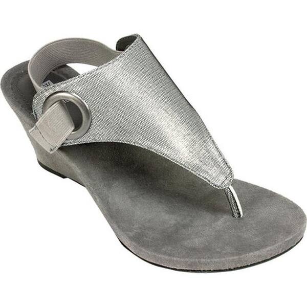 Shop White Mountain Women S Aida Thong Wedge Sandal Antique Silver Fabric Overstock 14750568