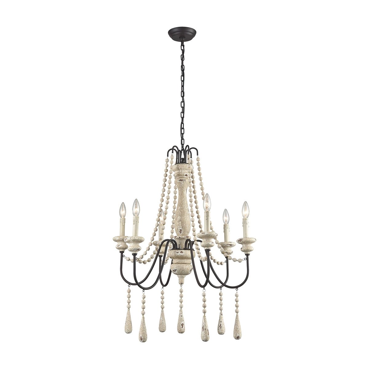 Elk Home Sommieres Antique French Cream Metal 6 Light Chandelier