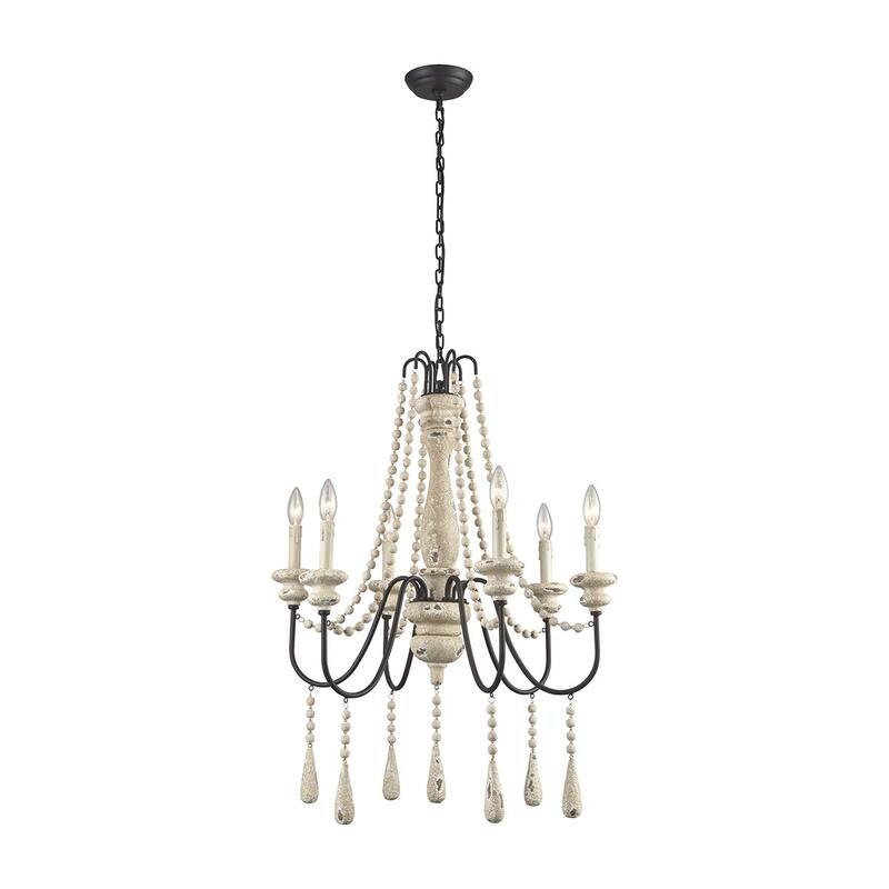 Elk Home Sommieres Antique French Cream Metal 6 Light Chandelier