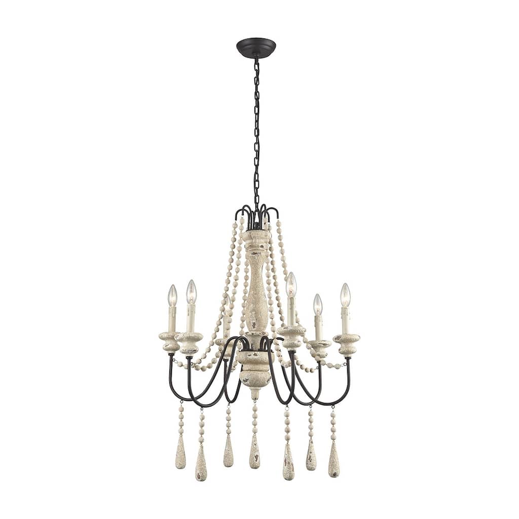 Elk Home Sommieres Antique French Cream Metal 6 Light Chandelier