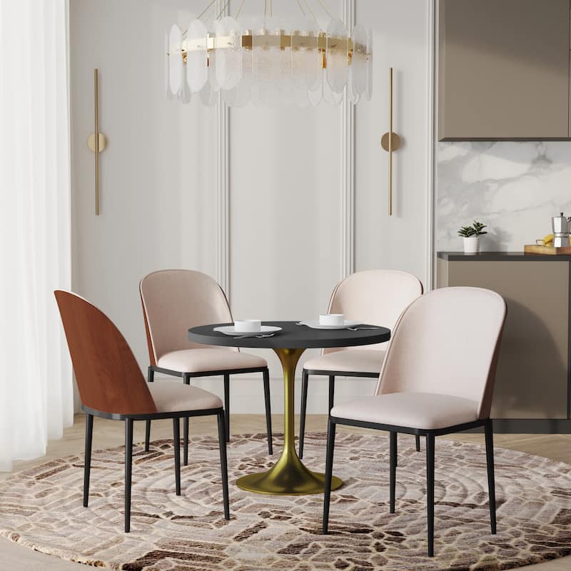 Verve Minimalist Mid-Century 5-Piece Round Dining Set with 36" Table & 4 Ergonomic Chairs for Apartments & Breakfast Nooks