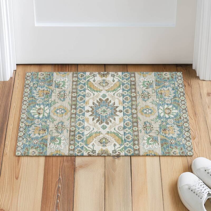 Machine Washable Indoor/ Outdoor Traditional Aspen Chantille Rug