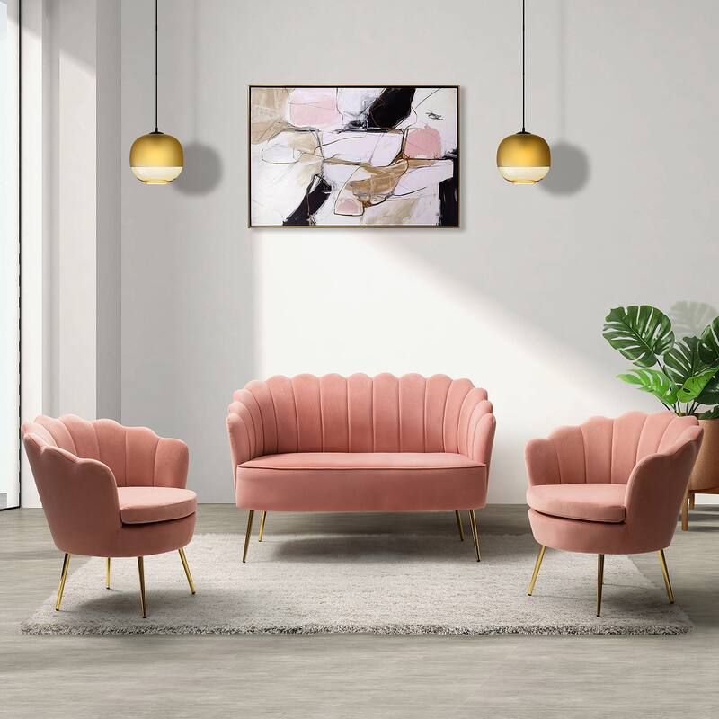 Xabier 52 in. 3 Piece Living Room Set by HULALA HOME - PINK