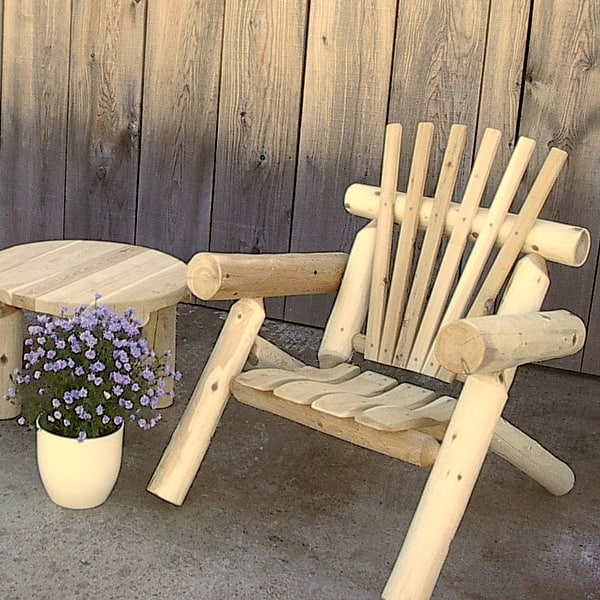 slide 2 of 4, White Cedar Log Lawn Chair