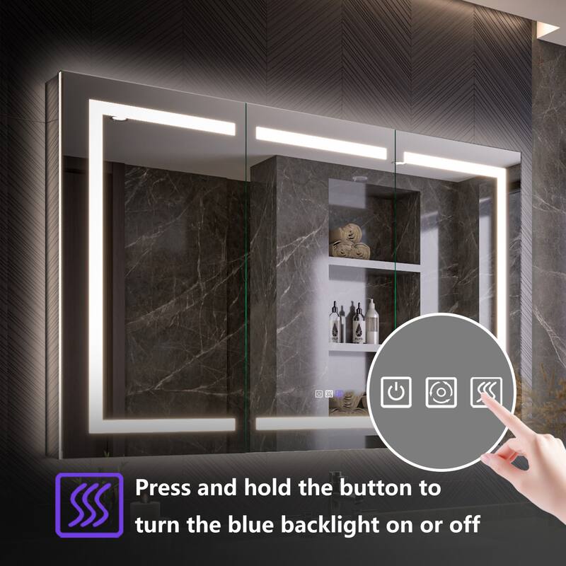 Modland 48"-72"W x 36"H Lighted Bathroom Medicine Cabinet with Backlit & Frontlit Modes,Anti-Fog