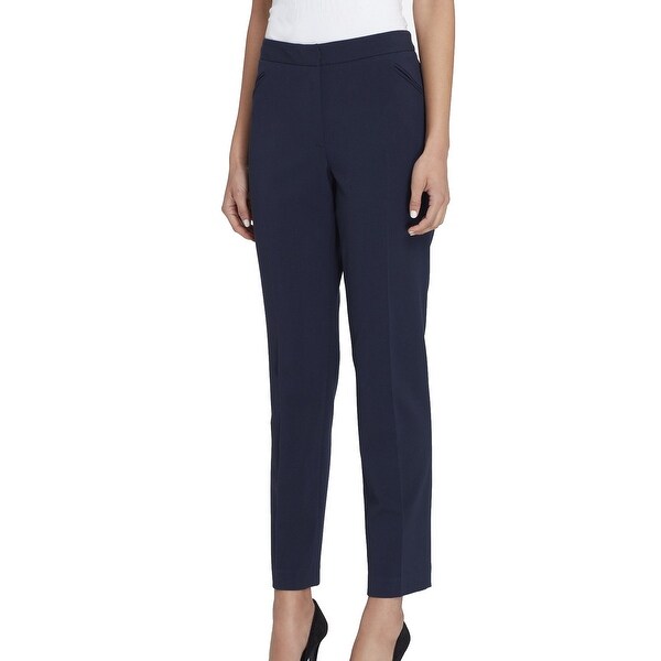 navy slim leg trousers womens