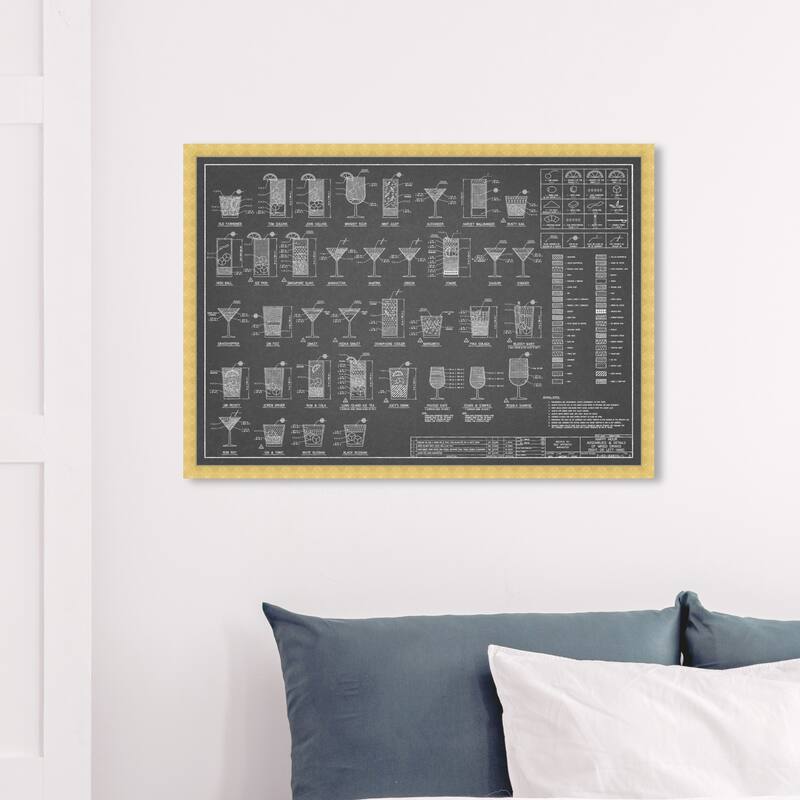 Oliver Gal 'Happy Hour Night' Drinks and Spirits Framed Wall Art Prints