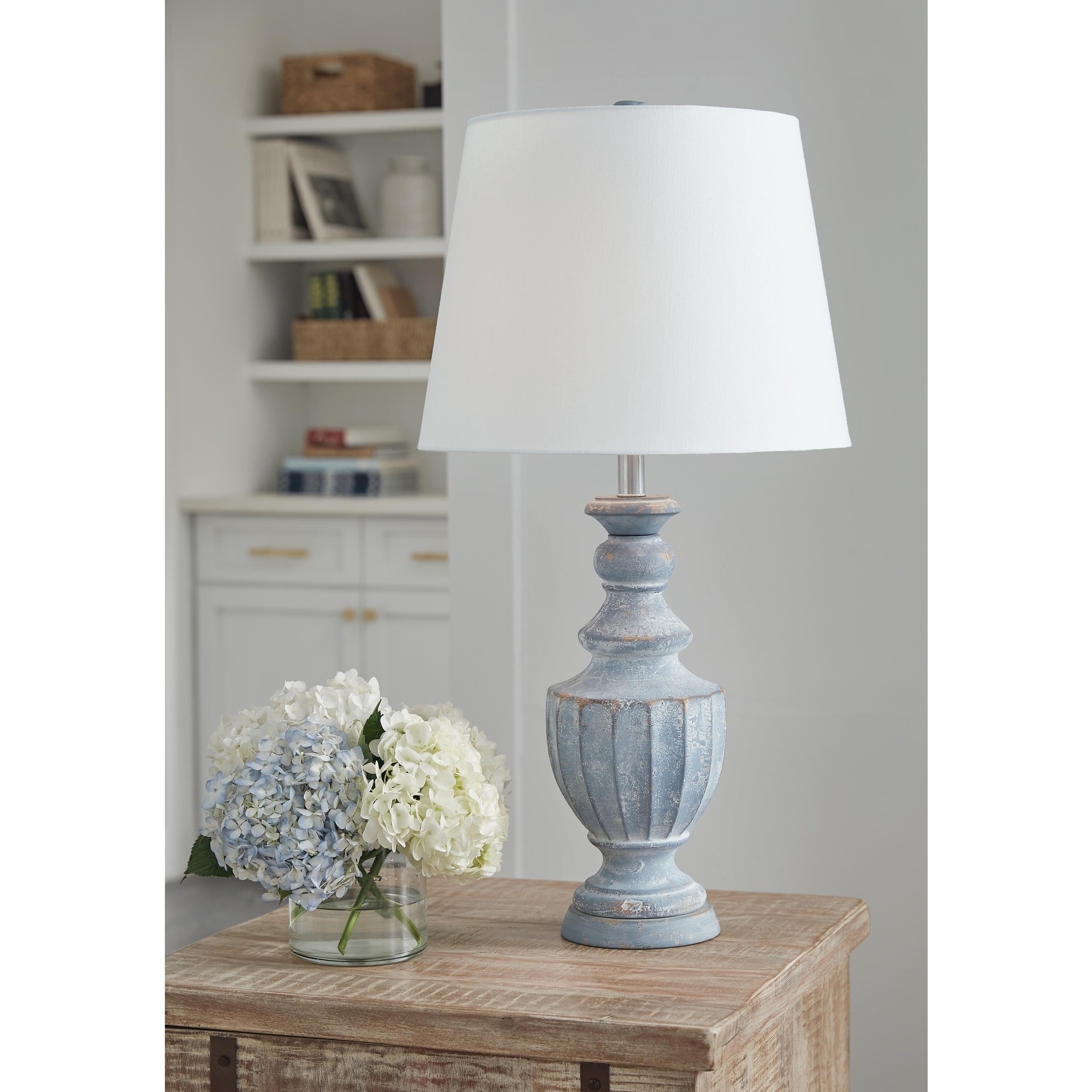 Signature Design by Ashley Cylerick Antique Blue Table Lamp - 16.13" W x 16.13" D x 31.5" H