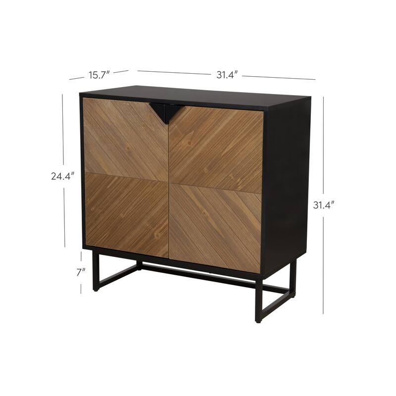Nathan James Enloe Rustic Doors Metal Base Free Standing Modern Storage Cabinet for Entryway
