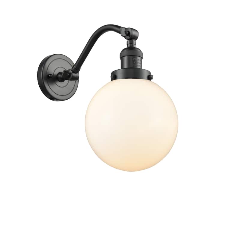 Innovations Lighting Beacon Single Light 8" Wide Wall Sconce - Oil Rubbed Bronze / Matte White