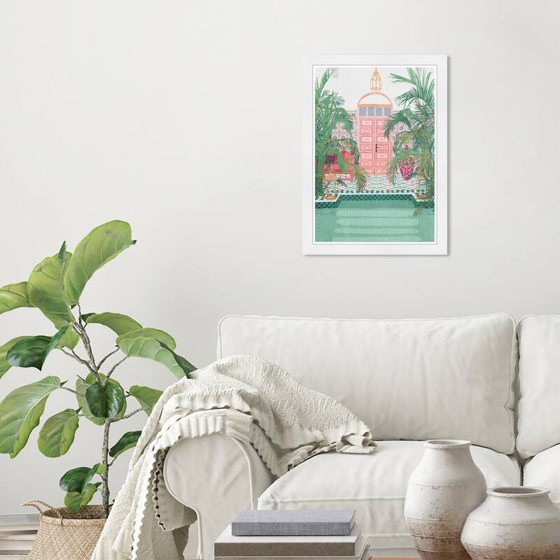Wynwood Studio Jade Baths Framed Trendy Maximalist Decor 1 Piece Canvas Wall Art