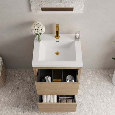 24" Bathroom Vanity with Stone Resin Countertop and Soft Close Drawers
