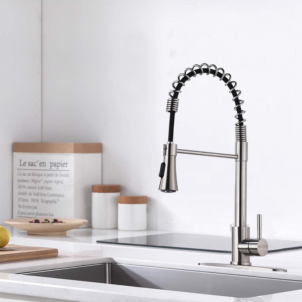 Elegant Styled Small Bar Faucet Kitchen Faucet w/ Deck Plate PVD Satin Nickel HB 