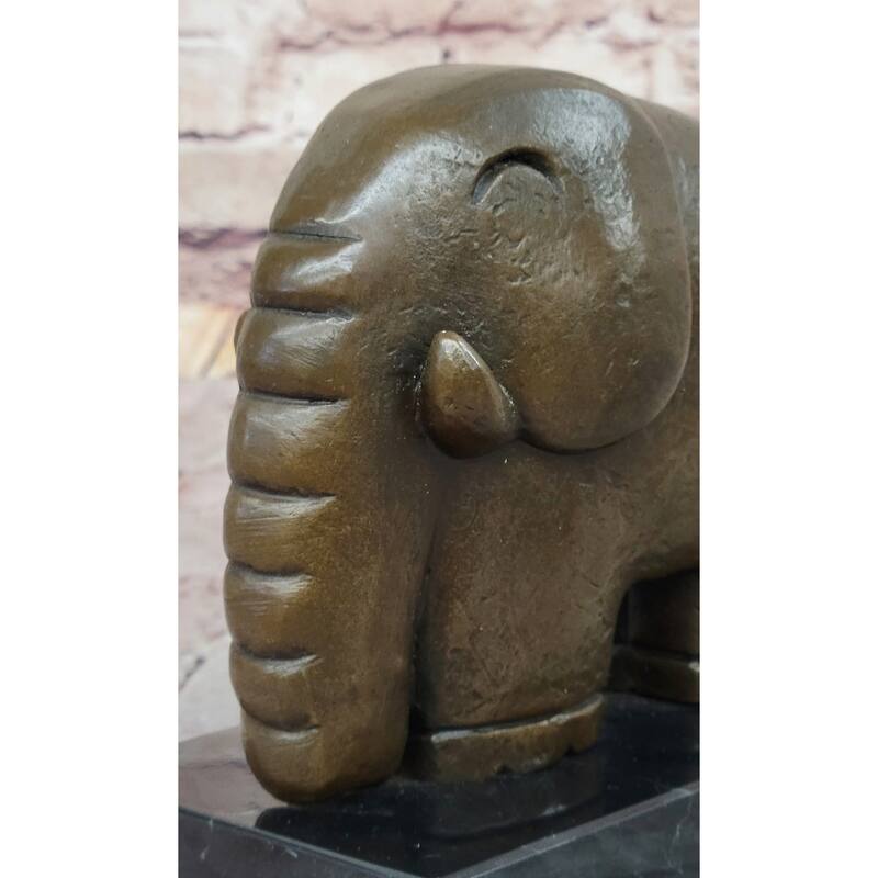 Abstract Modern Imitative Elephant Bronze Sculpture Statue Dali Art On Marble Base