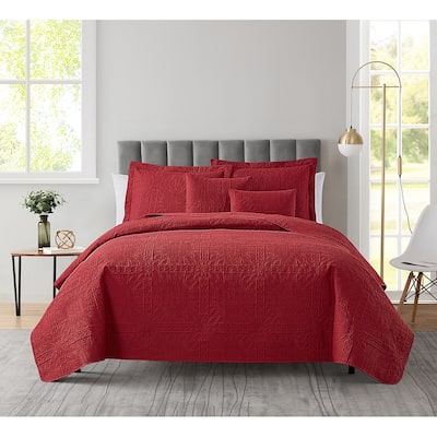 Clara Clark Bedspread Quilt Set - Grid Weave Pinsonic Lightweight Coverlet Set