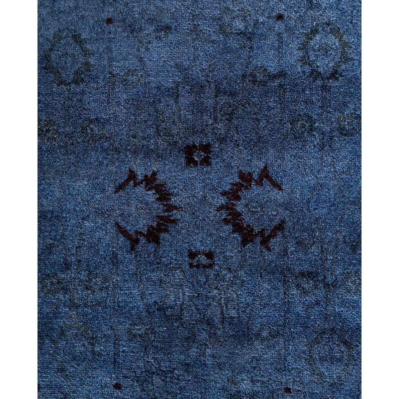 Overdyed One-of-a-Kind Hand-Knotted Runner Rug - Blue - 4' 1" x 12' 7"