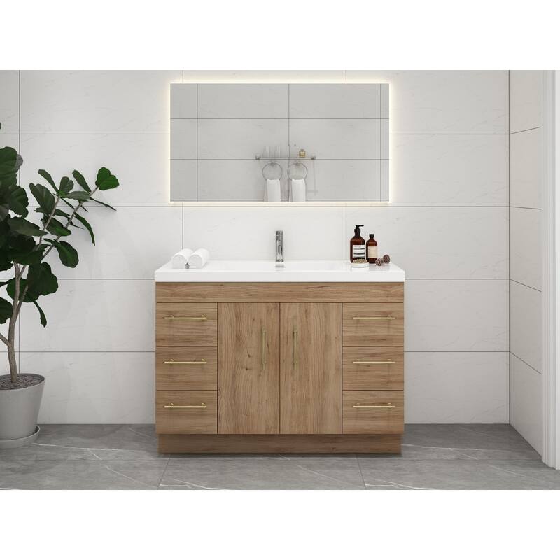 Eliza 48'' Freestanding Vanity with Single Sink - 48'' Width - Natural Oak