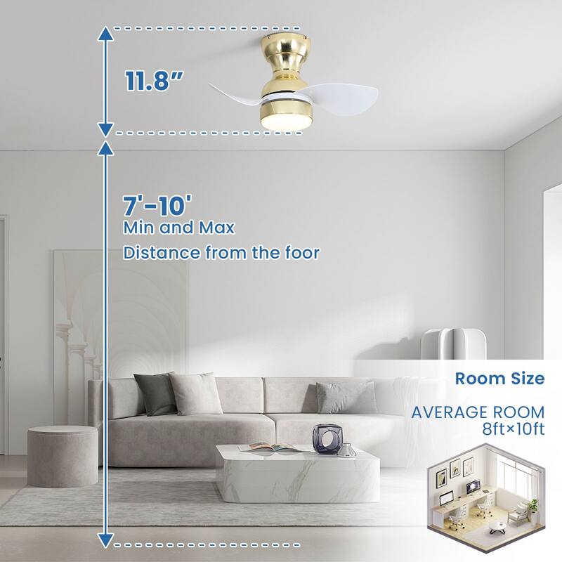 22"/23"/29" Flush Mount Ceiling Fan with Light and Remote Control for Small Room,Patio,Kitchen,Bedroom
