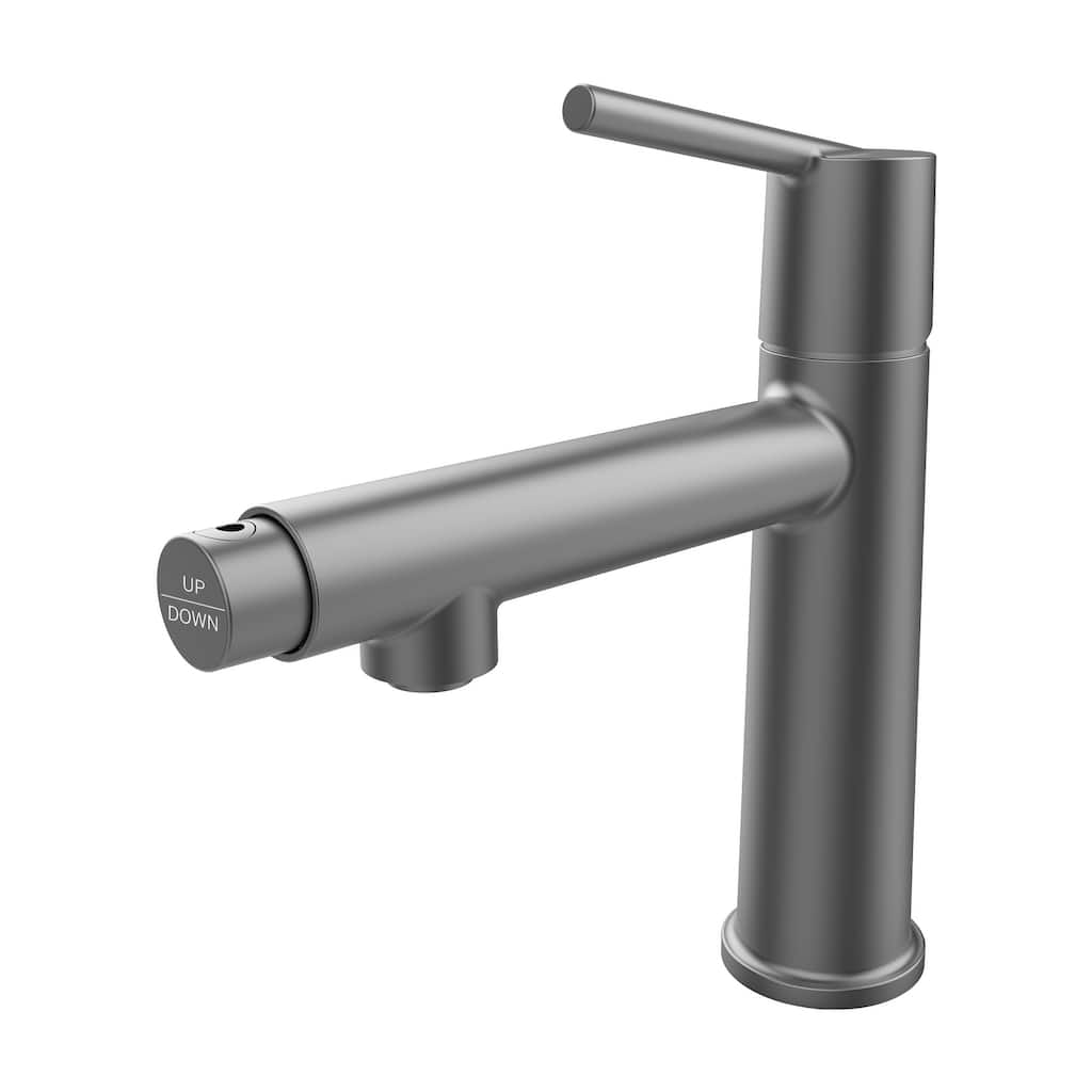 Single Handle Bathroom Faucet for1or3Holes,Fountain and Flow Mode Two-in-one function,with Two 9/16" Hoses